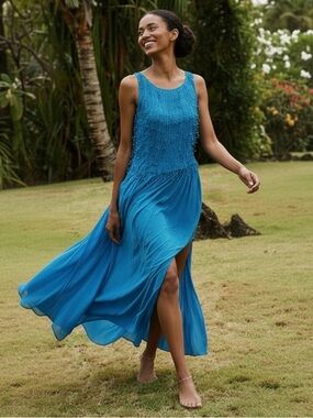 NWT DÔEN Donyale Dress in Blue Grotto Size S